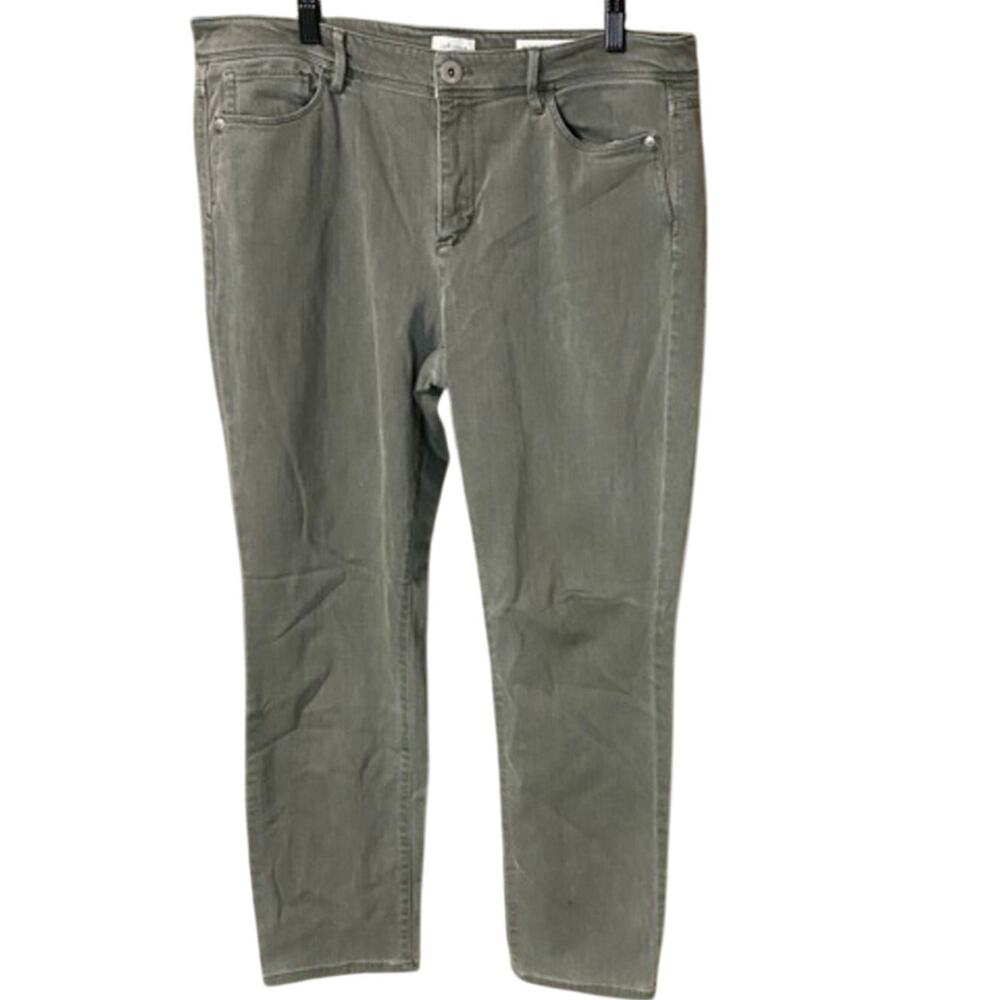 J. Jill Denim Authentic Fit slim ankle Olive green gray pants Jeans size 12
